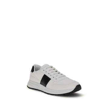 Prada White Calf Leather Bos Taurus Low Top Sneakers
