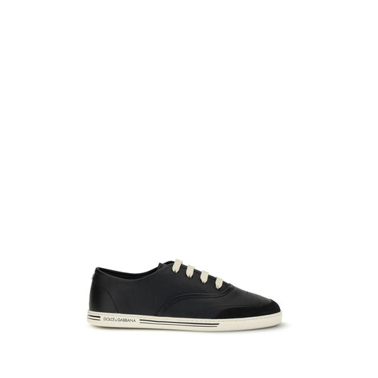 Dolce & Gabbana Black Calf Leather Bos Taurus Low Top Sneakers
