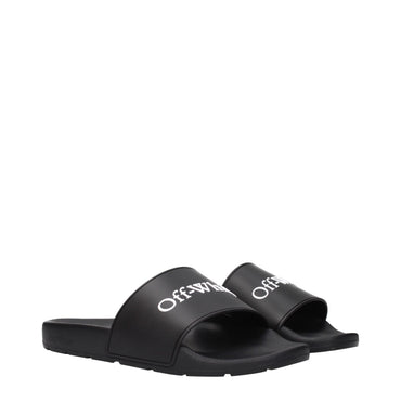 Off-White Black Cotton Slippers