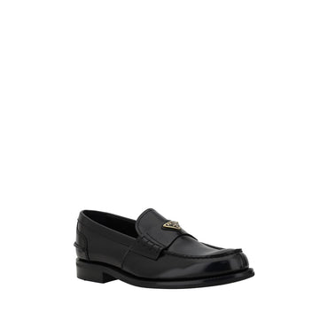 Prada Black Calf Leather Bos Taurus Slip-On Loafers