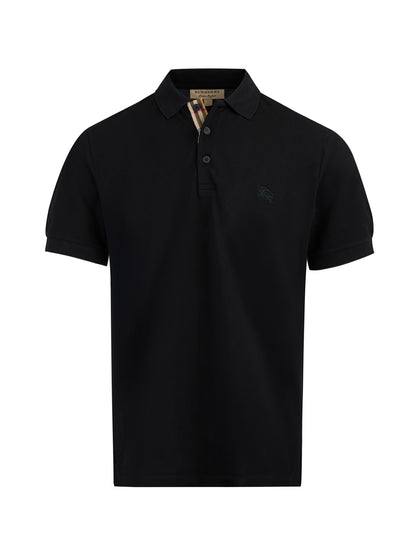 Burberry Black Cotton Collared Polo Shirt