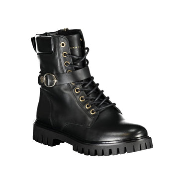 Tommy Hilfiger Black Leather Women Boot