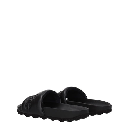 Off-White Black Leather Slippers