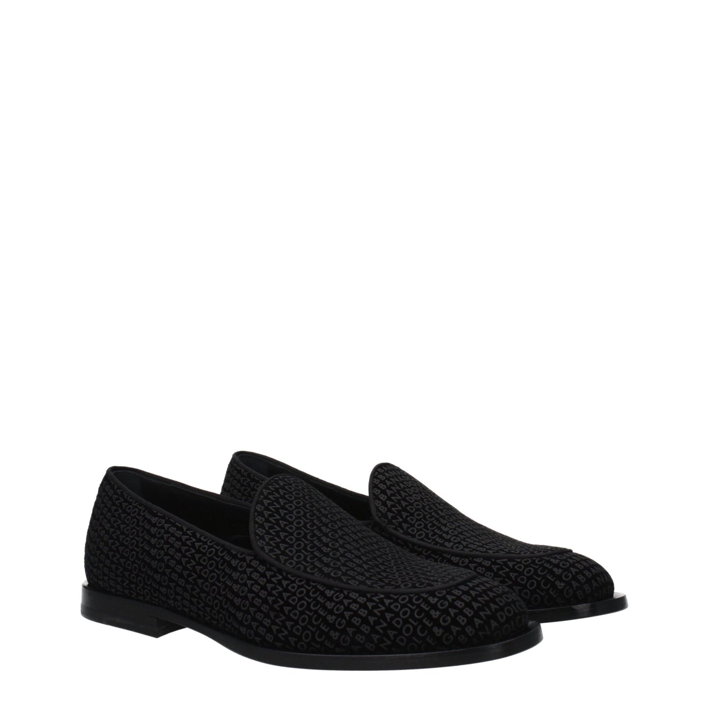 Dolce & Gabbana Black Velvet Slip-On Loafers
