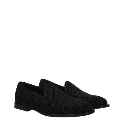 Dolce & Gabbana Black Velvet Slip-On Loafers