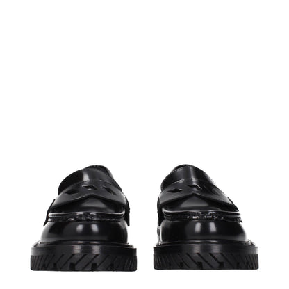 Off-White Black Leather Slip-On Loafers