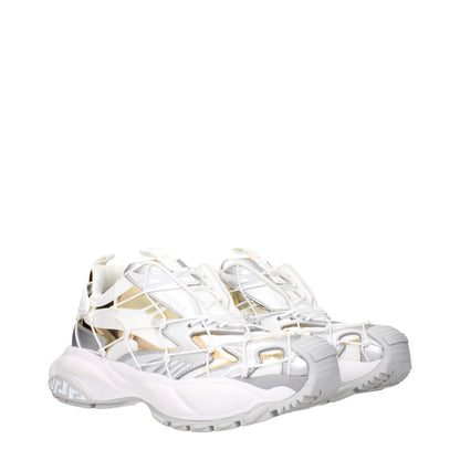 Versace White Fabric Chunky Sneakers