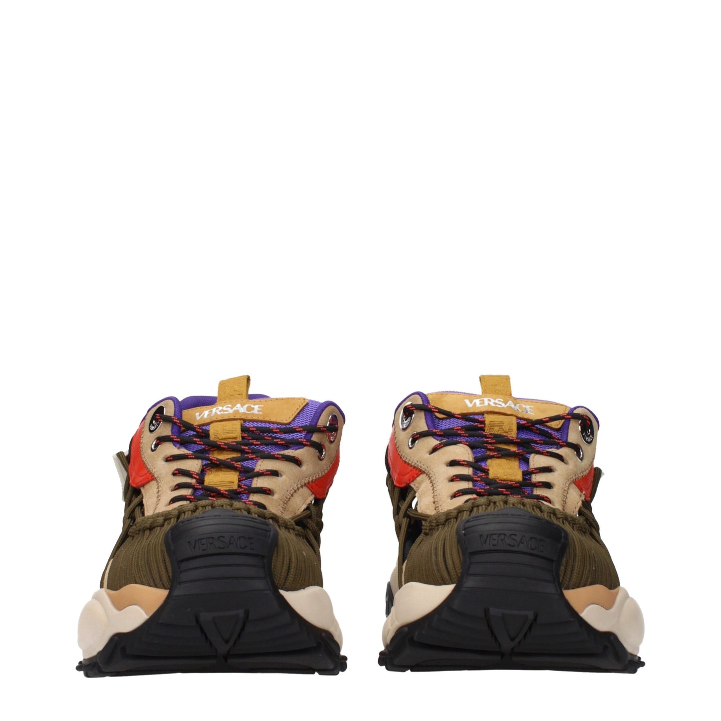 Versace Beige Leather Athletic Sneakers