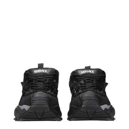 Versace Black Leather Athletic Sneakers